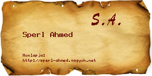 Sperl Ahmed névjegykártya
